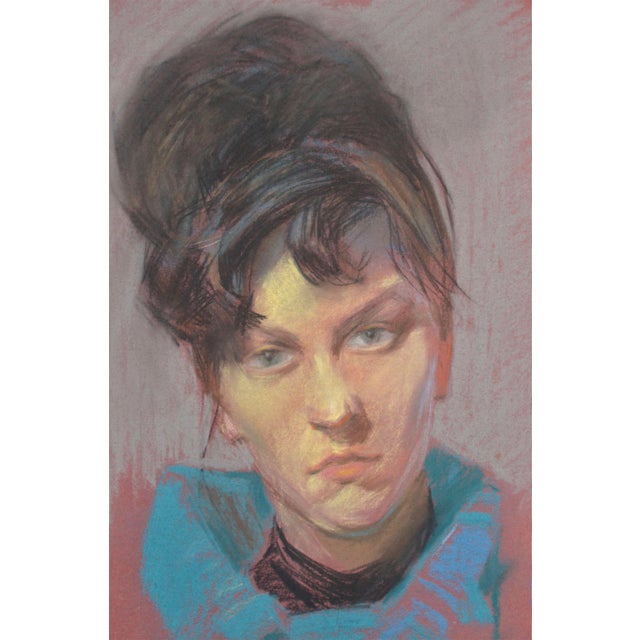 Albert Goltjakov, Portrait of a Woman, 1962, Pastel on Paper, in Good conditions. Designed 1960 to 1969 I have official...