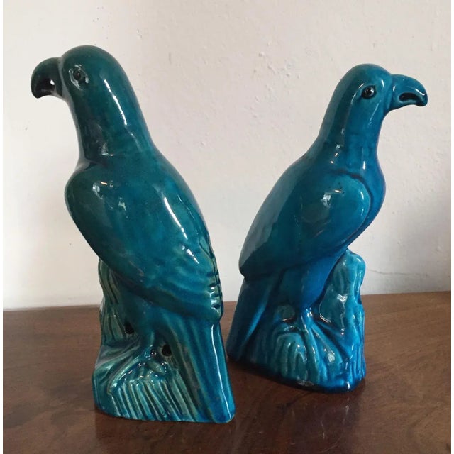 19th Century Chinese Monochrome Turquoise Glaze Models of Hawks - A Pair For Sale In New York - Image 6 of 11
