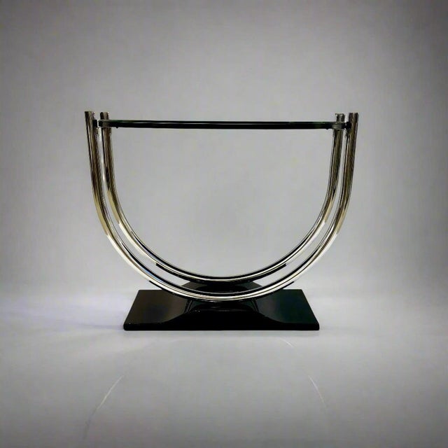 Mid-20 Century French Art Deco Round Chrome Black Side Table For Sale - Image 9 of 10