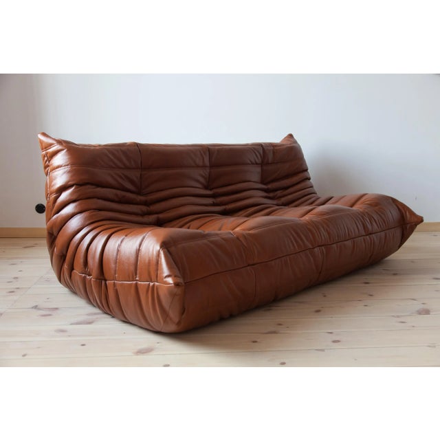 Vintage Leather Modular Sofa Set by Michel Ducaroy for Ligne Roset, 1970s, Set of 3 For Sale - Image 15 of 18