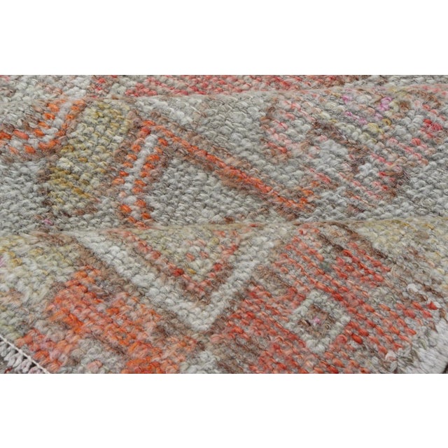 Turkish Oushak Vintage Carpet in Light Orange, Light Blue and Multi Colors 2'8"x3'9" For Sale - Image 9 of 10