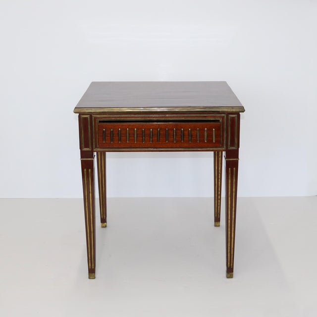 20th Century Neoclassical-style Mahogany Brass Table For Sale - Image 9 of 9
