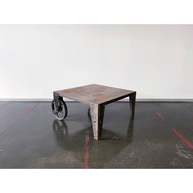 Metal Brutalist Industrial Steel Coffee Table For Sale - Image 7 of 12