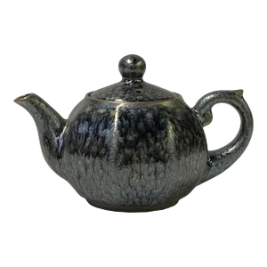Chinese Jianye Clay Silver Black Glaze Decor Teapot Display Art