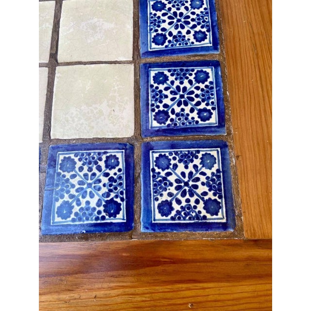 Vintage Rustic Mexican Dining Table With Talavera Tile Top Mid 20th