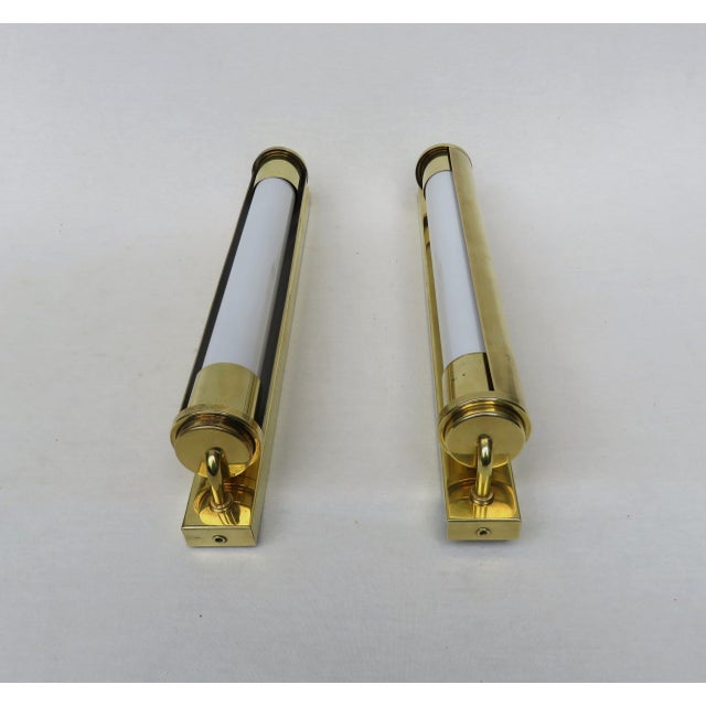 Bauhaus Wall Lights in Polished Brass, 1920s, Set of 2 For Sale - Image 9 of 18