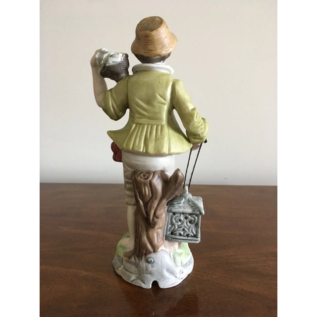 1980s Vintage Boy Holding Light Lantern Figurine For Sale - Image 5 of 11