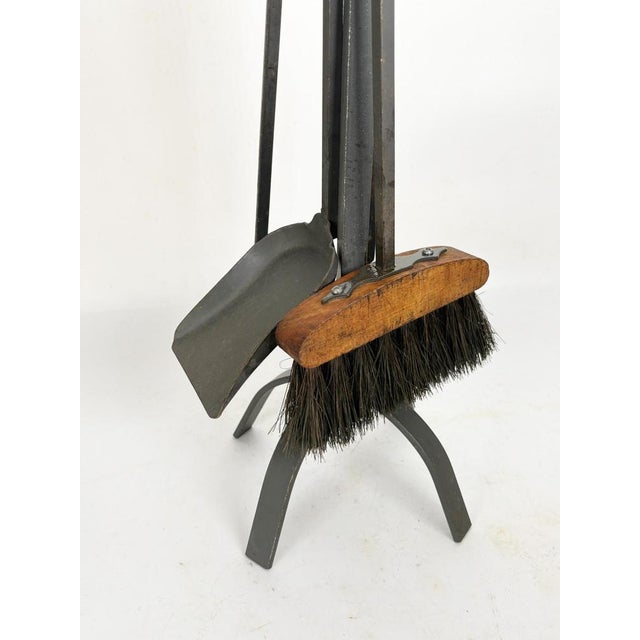 Brass and Iron Fire Tools on Stand, France, 1950, Set of 3 For Sale - Image 6 of 11