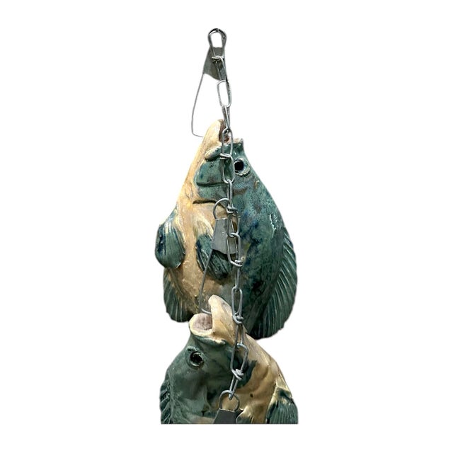 Traditional Vintage Coastal Nautical Handmade Ceramic Pottery Caught / Chain of Fish Sculpture For Sale - Image 3 of 8