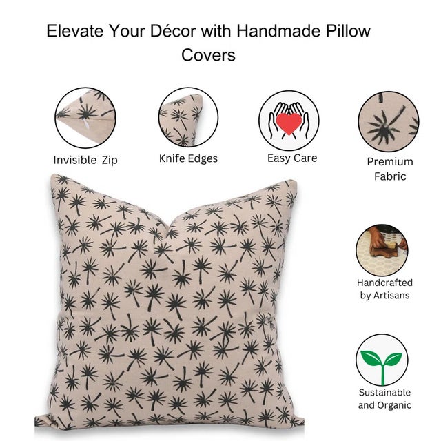 Fabdivine Traditional Block Print Pillow Cover 26x26 Inch Duck Canvas For Sale - Image 4 of 4