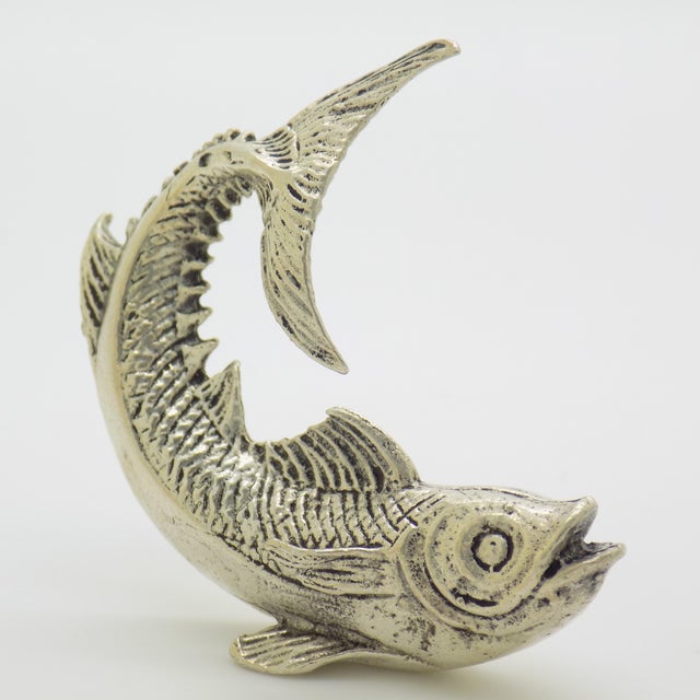Vintage Italian Silver 800 Good Luck Fish Figurine with Raised Tail, 1950s For Sale - Image 3 of 11