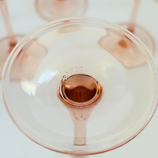 Glass Pink Stem Champagne Flutes - Set of 6 For Sale - Image 7 of 7