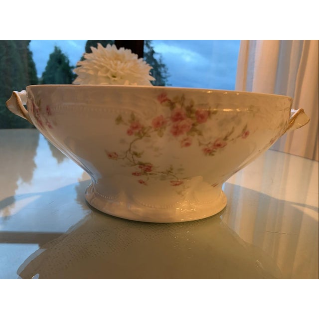 Antique Limoges France Pink Roses Large Serving Bowl For Sale In Seattle - Image 6 of 12