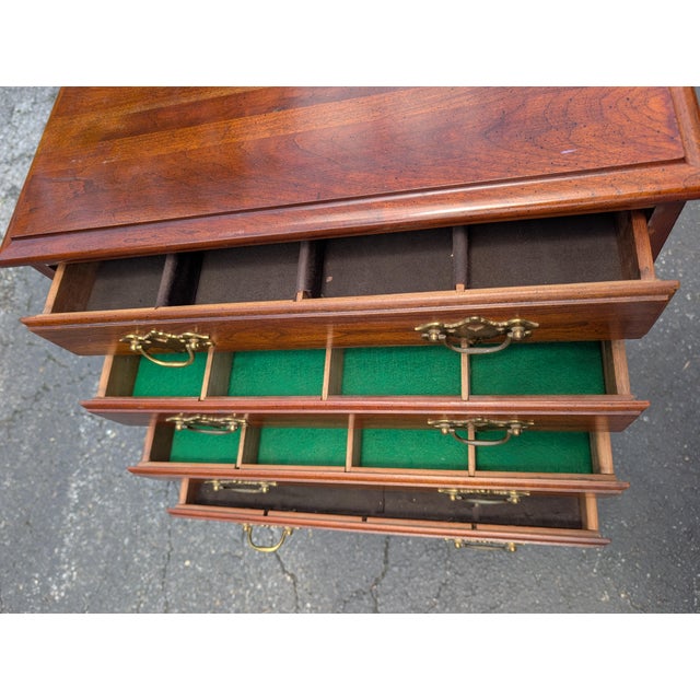 Vinage Solid Cherry Queen Anne Style Silverware Chest For Sale - Image 9 of 12