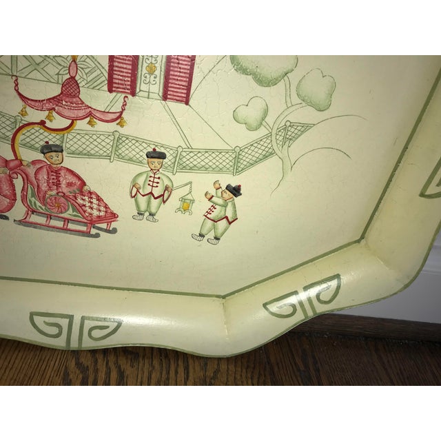 Casafina Chinoiserie Asian Motif Toleware Metal Tray For Sale In Cleveland - Image 6 of 8