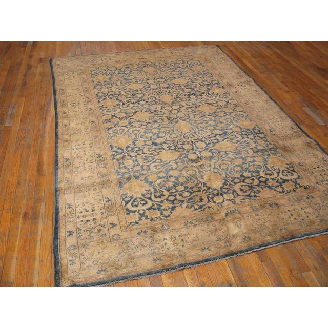 Decorative Cream and Light Blue Color Antique Allover Floral Pattern Tabriz Rug For Sale - Image 4 of 10