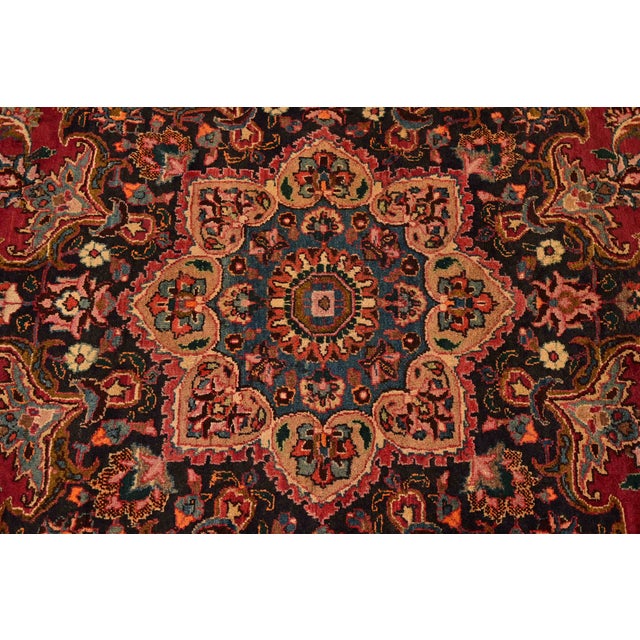 Makhmalbaf Signed Fine Hand-Woven Persian Ghom Room Size Wool Rug, Circa 1940s For Sale - Image 4 of 11