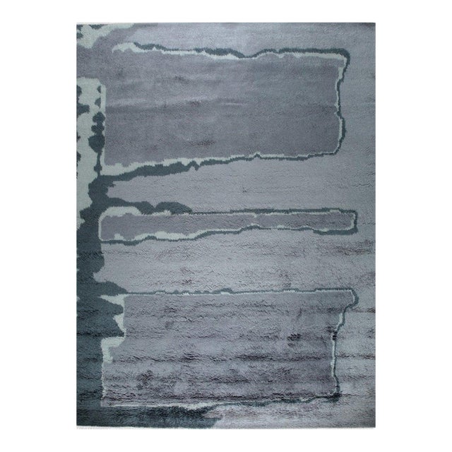 8x10 Maya Classic Purple and Gray Geometric Modern Hand Knotted Wool Carpet Rug For Sale
