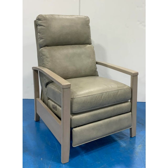 Wood Modern Gray Leather Recliner For Sale - Image 7 of 7