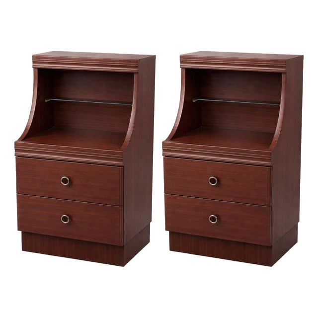 Vintage Mahogany and Formica Bedside Cabinets, Set of 2 For Sale