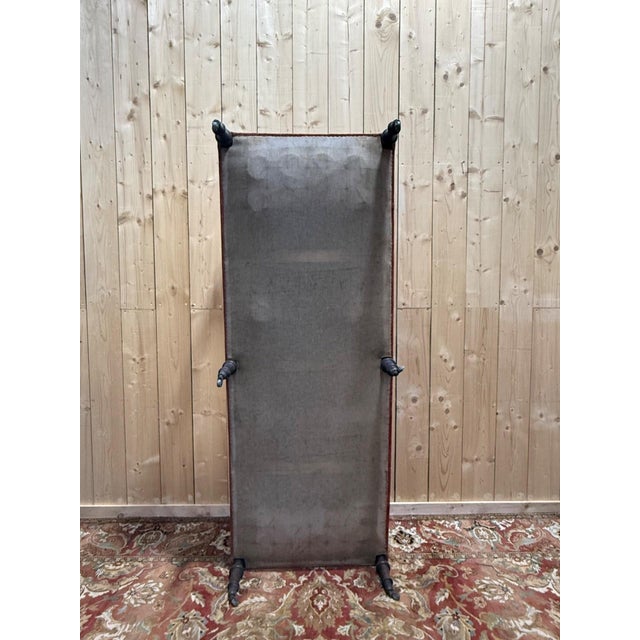 Wood Napoleon III Bench in Turned Wood and Velvet For Sale - Image 7 of 8