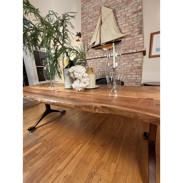 Custom Handcrafted Black Walnut Dining Table With Sculptural Pedestal Base For Sale - Image 10 of 18