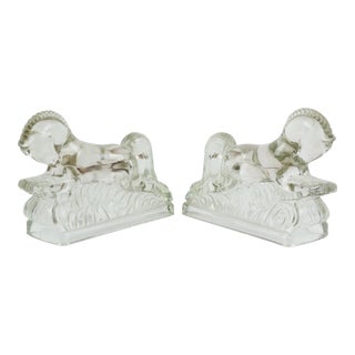 l.e. Smith Molded Glass Horse Bookends - a Pair For Sale