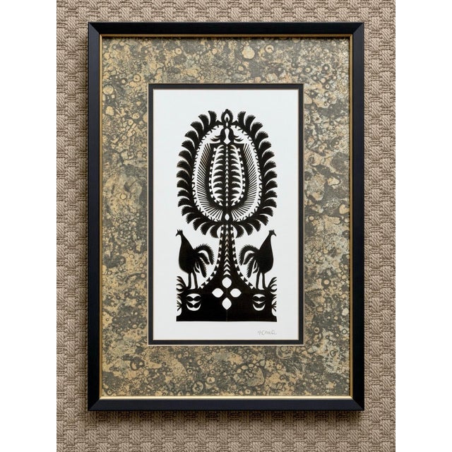 Vintage Original "Tree of Life" Kirigami Art Paper Cutting, Framed For Sale - Image 6 of 6