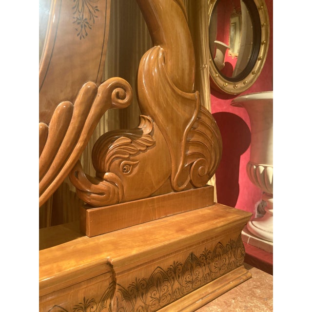 Italian Regency Hand Carved Maple Pier Console or Dressing Table with Mirror For Sale - Image 8 of 14