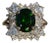 The Pearse: Antique Diamond Waterfall Halo Cocktail Ring set with Chrome Diopside For Sale