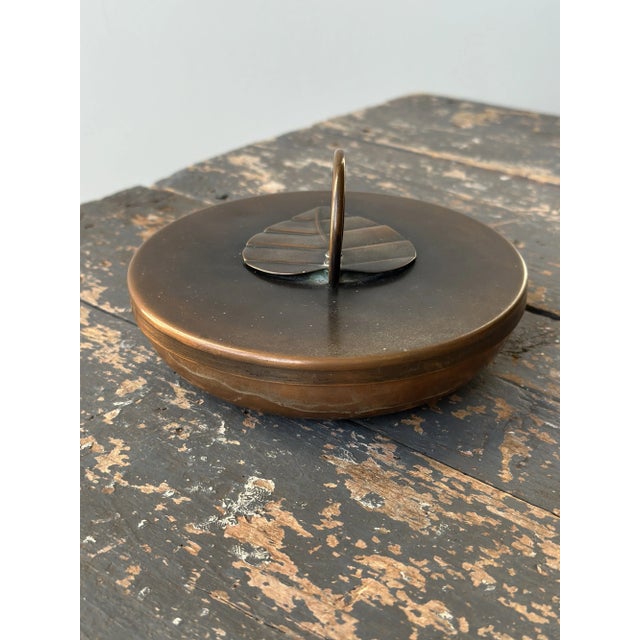 Vintage Modernist Sculptural Hand Wrought Copper Vessel With Spiral + Leaf Detail by Frank Rebajes, Circa 1940s-50s For Sale - Image 9 of 12