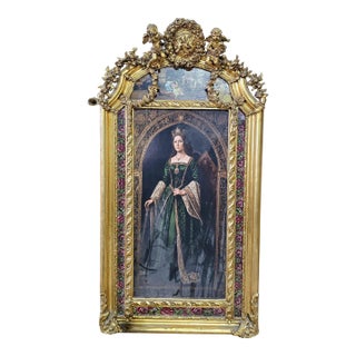 French Baroque Style Gold Leaf Portrait Frame – Ornate Giltwood Wall Art With Cherubs & Floral Details For Sale