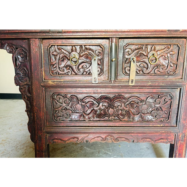 This Chinese antique altar cabinet is also known as the "Butterfly Cabinet" in China. The style of the cabinet has a great...