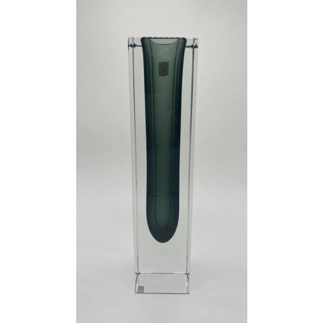 Mid-Century Modern Smoky Black Sommerso Murano Glass Vase in the style of Alessandro Mandruzzato, 1950s-1970s For Sale - Image 3 of 9