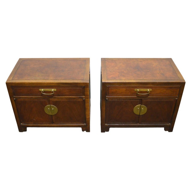 A very hard to find pair of Baker far east side tables / bedside tables. The pieces are typically well made Baker...