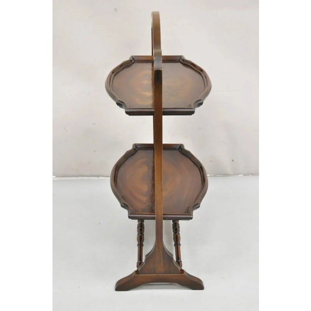 Vintage Regency Style Mahogany 2 Tier Folding Muffin Cake Stand Side Table2 For Sale - Image 9 of 12