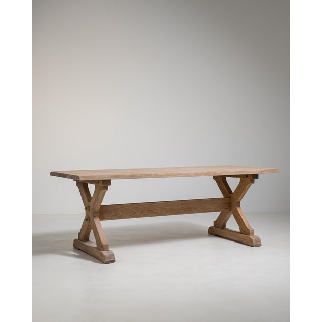 Oak Trestle Dining Table, Antique, France, Circa 1970 For Sale - Image 10 of 13