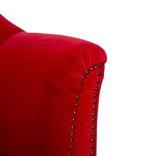Modern Gaudi Armchair in Red Velvet with Lions Paws from Bretz For Sale - Image 3 of 13