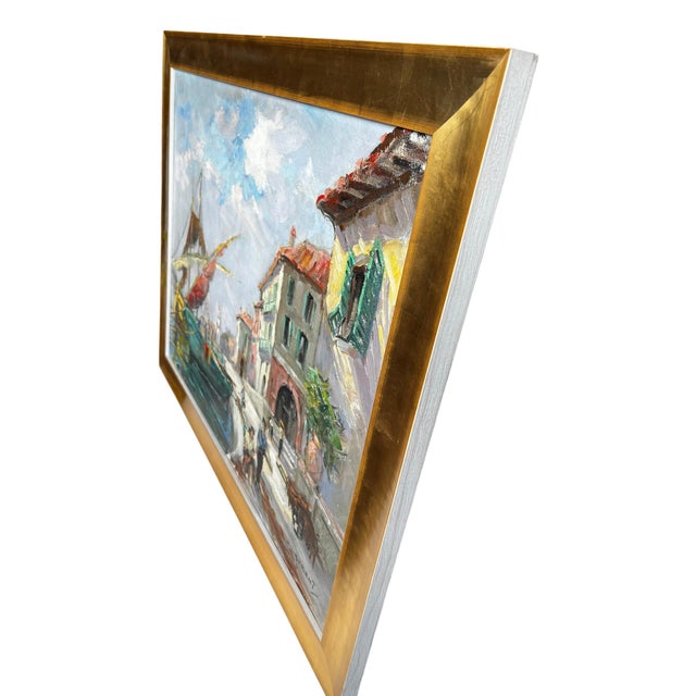 French Harbor Scene Painting, Circa 1950-1970 For Sale In Dallas - Image 6 of 8