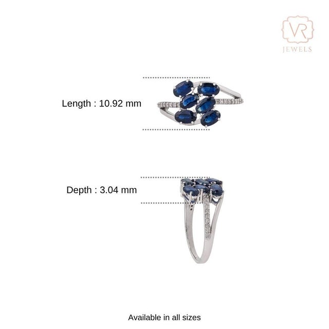 1.48ct Blue Sapphire & Diamond Cluster Ring in 14k White Gold Size 6.5 For Sale - Image 11 of 17