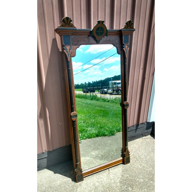 Brown Antique Walnut Victorian Wall Pier Mirror 1880s For Sale - Image 8 of 12