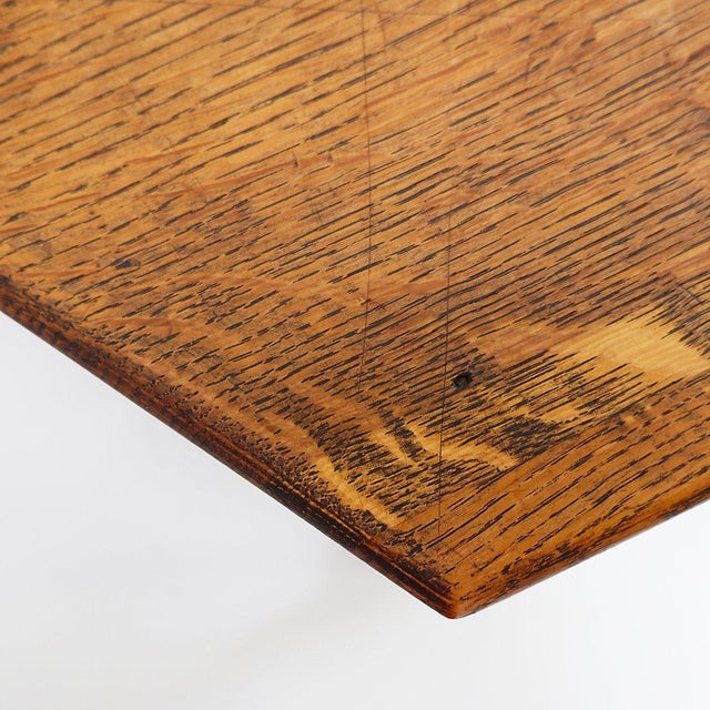 Star-Shaped Hexagonal Pedestal or Side Table in Oak with Trellis Frame For Sale - Image 9 of 16