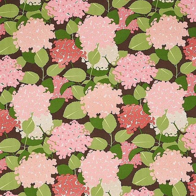 Sample- Schumacher Hydrangea Fabric in Pink For Sale
