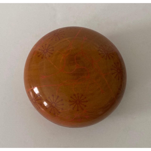 Round painted swirl top lacquered cherry wood box. Designed with a contemporary flair that would suit classic as well as...