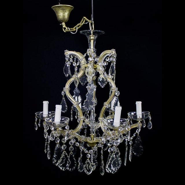 Gold Maria Teresa Chandelier with 6 Lights in Bohemian Crystal, 1950s For Sale - Image 8 of 11