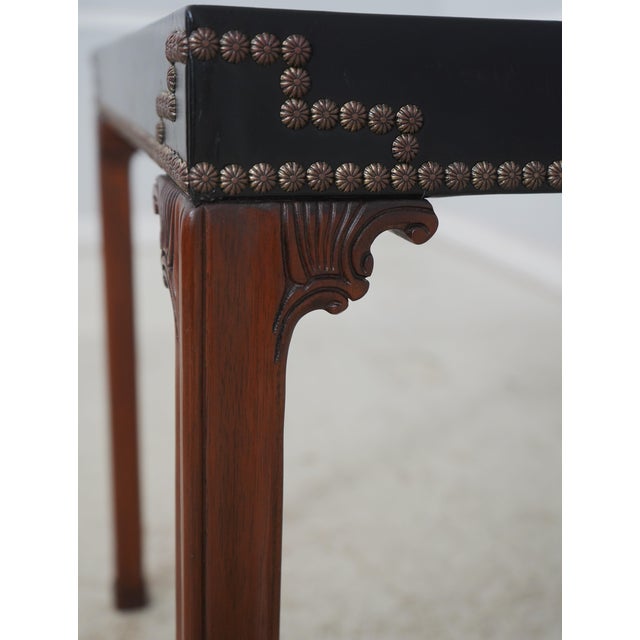 Brown Stunning Chippendale Style Leather Top Square Card Table For Sale - Image 8 of 12