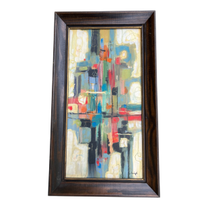 Contemporary Original Stephen Heigh Abstract Painting “City” Vintage Frame