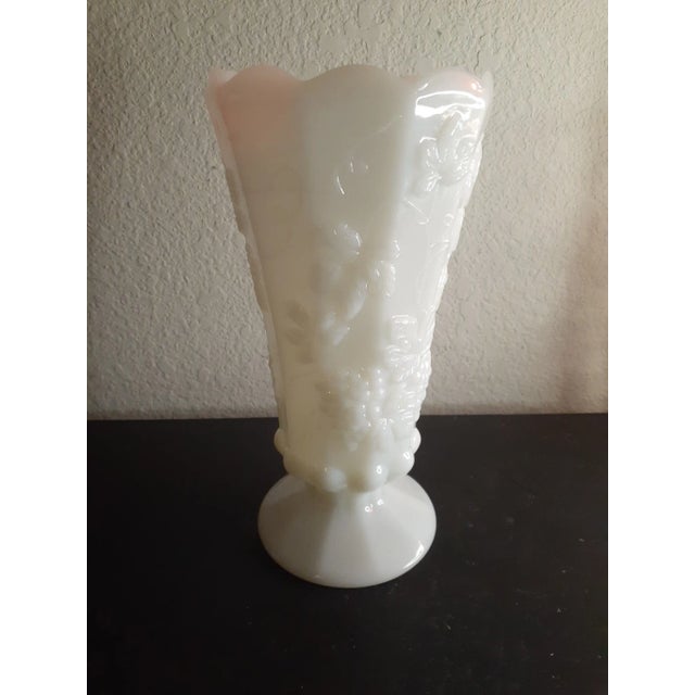 1950s Westmoreland Milk Glass Pedestal Grape Vase For Sale - Image 4 of 7