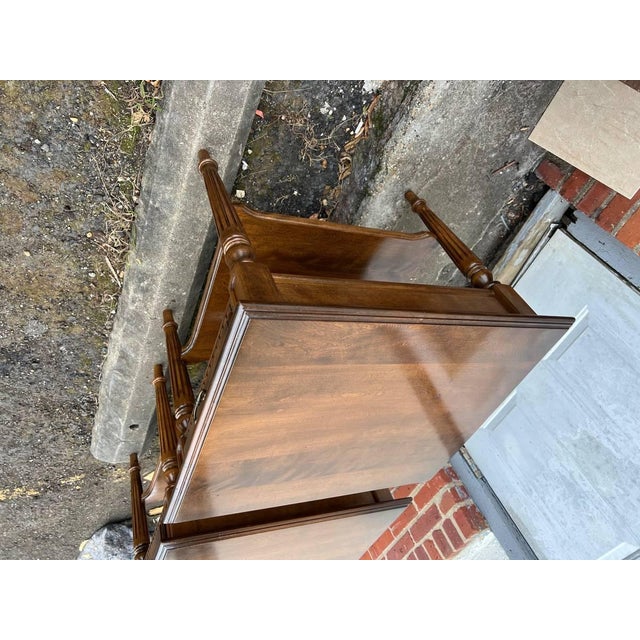 Brown Vintage Ethan Allen Pair of Traditional Style Solid Wood 2 Tier Nightstands Bed Side Tables. For Sale - Image 8 of 12
