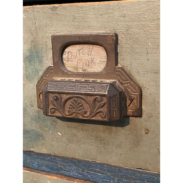 Wood Early 20th Century Weathered Eight Drawer Apothecary Workshop Cabinet For Sale - Image 7 of 17